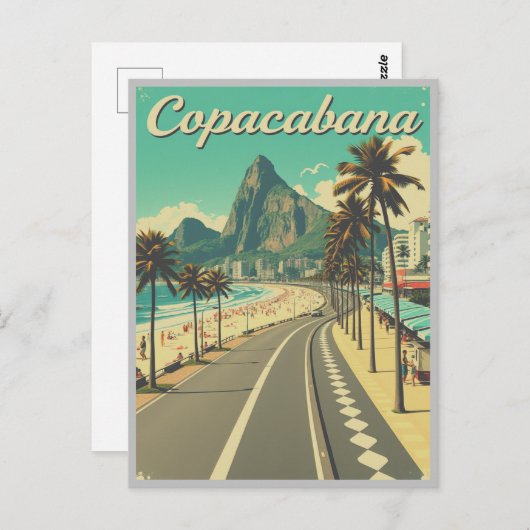 Retro Reizen - Copacabana Beach Briefkaart (Voorkant / Achterkant)