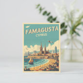 Retro reizen Famagusta Beach Cyprus geschenken Briefkaart (Staand voorkant)