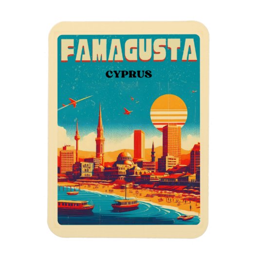 Retro reizen Famagusta Beach Cyprus geschenken Magneet (Verticaal)