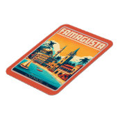 Retro reizen Famagusta Beach Cyprus souvenirs cade Magneet (Linkerzijde)
