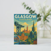 Retro Reizen Glasgow Schotland Briefkaart (Staand voorkant)