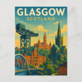 Retro Reizen Glasgow Schotland Briefkaart (Voorkant)
