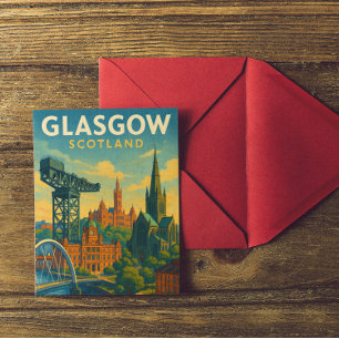 Retro Reizen Glasgow Schotland Briefkaart