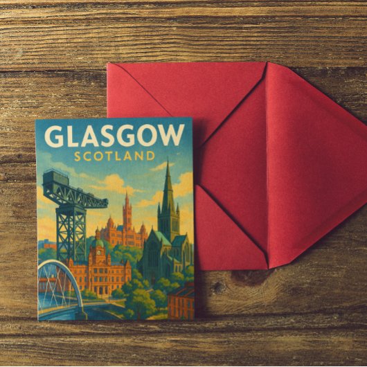 Retro Reizen Glasgow Schotland Briefkaart