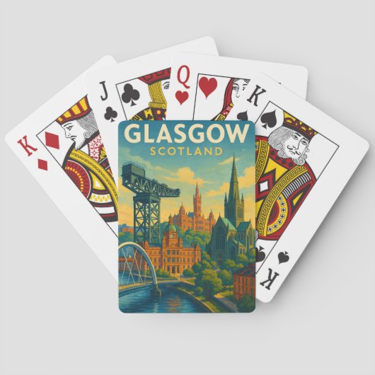 Retro Reizen Glasgow Schotland Pokerkaarten (Achterkant)