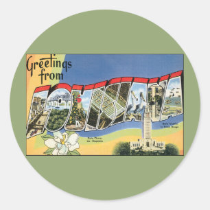 Retro Reizen, Groeten Uit Louisiana Golf Ronde Sticker