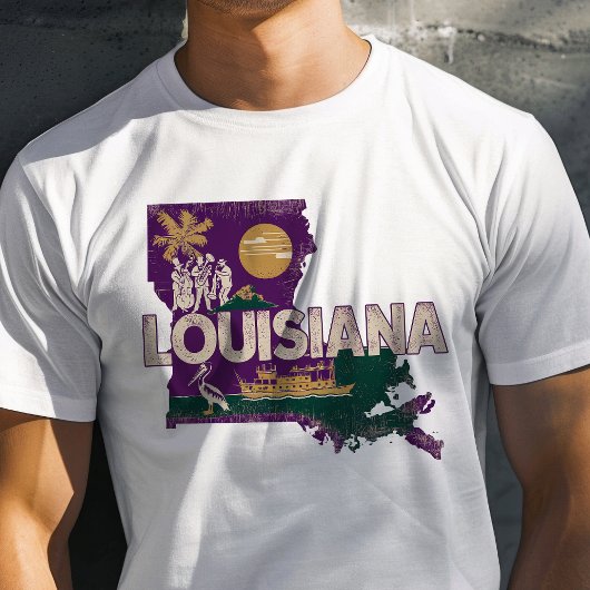 Retro Reizen Iconisch Louisiana Graphic T-shirt