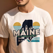 Retro Reizen Iconische Maine Graphic T-shirt