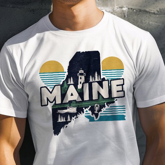 Retro Reizen Iconische Maine Graphic T-shirt