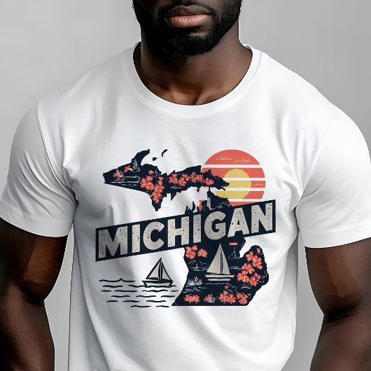 Retro Reizen Iconische Michigan Graphic T-shirt