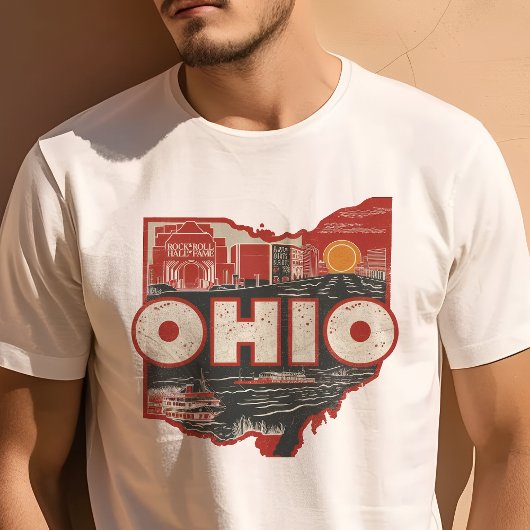 Retro Reizen Iconische Ohio Graphic T-shirt