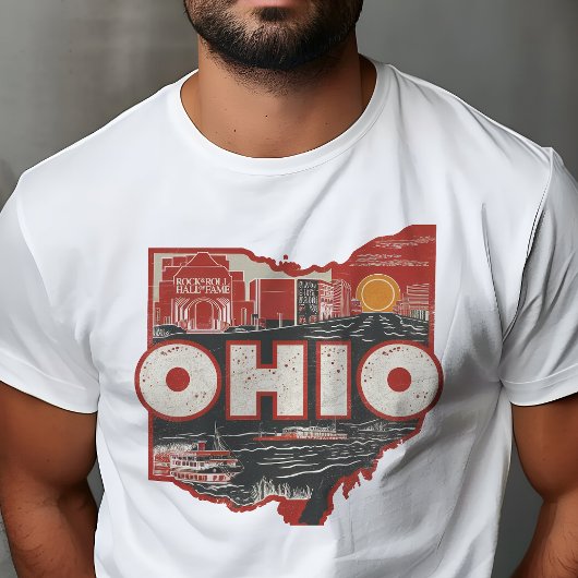 Retro Reizen Iconische Ohio Graphic T-shirt