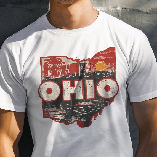 Retro Reizen Iconische Ohio Graphic T-shirt