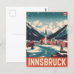 Retro reizen Innsbruck Tirol - Oostenrijkse Alpen  Briefkaart