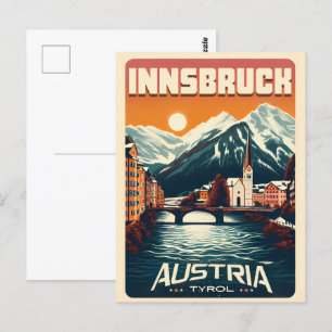 Retro reizen Innsbruck Tirol - Oostenrijkse Alpen  Briefkaart