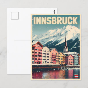 Retro reizen Innsbruck Tirol - Oostenrijkse Alpen  Briefkaart