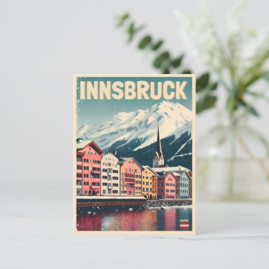 Retro reizen Innsbruck Tirol - Oostenrijkse Alpen  Briefkaart (Staand voorkant)
