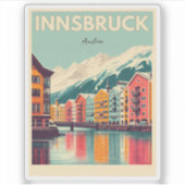 Retro reizen Innsbruck Tirol - Oostenrijkse Alpen  Sticker (Voorkant)