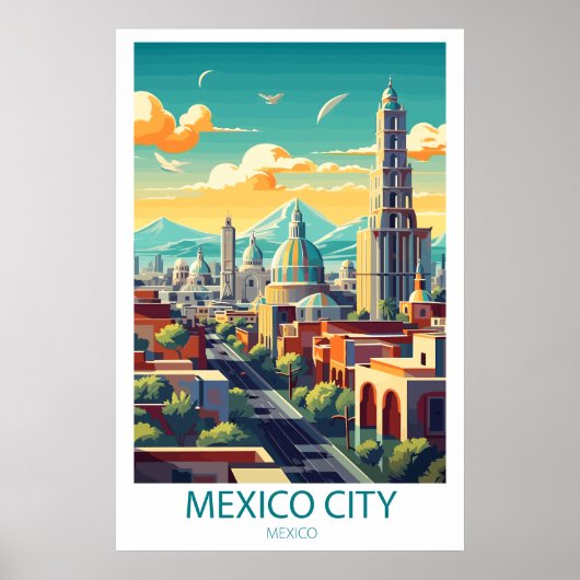 Retro Reizen Mexico City Bestemming Muur Kunst Poster