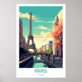 Retro Reizen Parijs Frankrijk Bestemming Wall Art Poster (Voorkant)