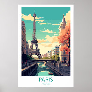 Retro Reizen Parijs Frankrijk Bestemming Wall Art Poster