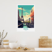 Retro Reizen Parijs Frankrijk Bestemming Wall Art Poster (Keuken)