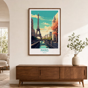 Retro Reizen Parijs Frankrijk Bestemming Wall Art Poster