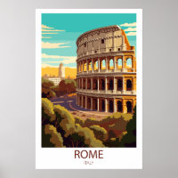 Retro Reizen Rome Italië Bestemming Muur Kunst