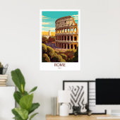 Retro Reizen Rome Italië Bestemming Muur Kunst Poster (Thuiskantoor)