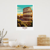 Retro Reizen Rome Italië Bestemming Muur Kunst Poster (Keuken)
