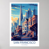 Retro Reizen San Francisco California Wall Art Poster (Voorkant)