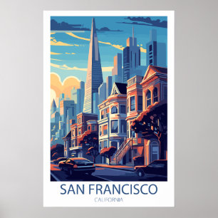 Retro Reizen San Francisco California Wall Art Poster