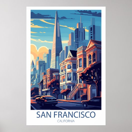 Retro Reizen San Francisco California Wall Art Poster (Voorkant)