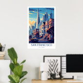 Retro Reizen San Francisco California Wall Art Poster (Thuiskantoor)
