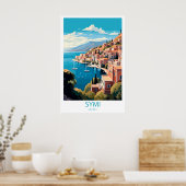 Retro Reizen Symi Griekenland Bestemming Muur Kuns Poster (Keuken)