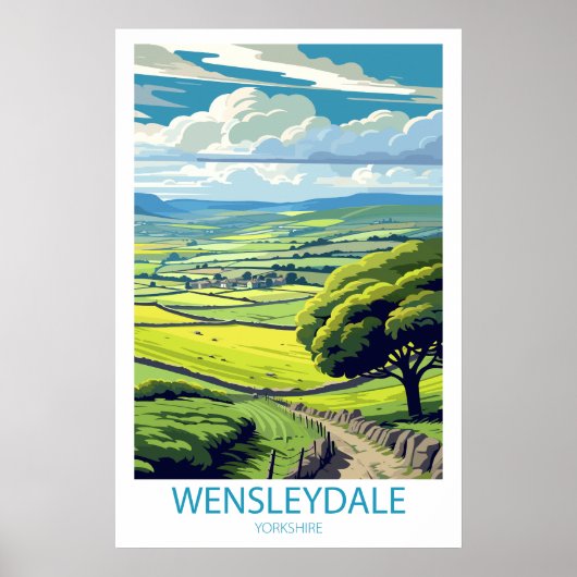 Retro Reizen Wensleydale Yorkshire Wall Art Poster (Voorkant)