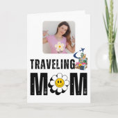 Retro Reizende Mam Schattige Leuk Reizen Foto Cust Kaart (Voorkant)