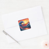 Retro Reizing van de Grote Golf uit Vierkante Sticker (Envelop)