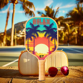 Retro RELAX Kleurrijke tropische zonsondergang Pickleball Paddle