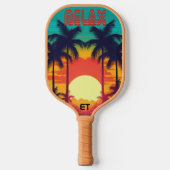 Retro RELAX Kleurrijke tropische zonsondergang Pickleball Paddle (Voorkant)