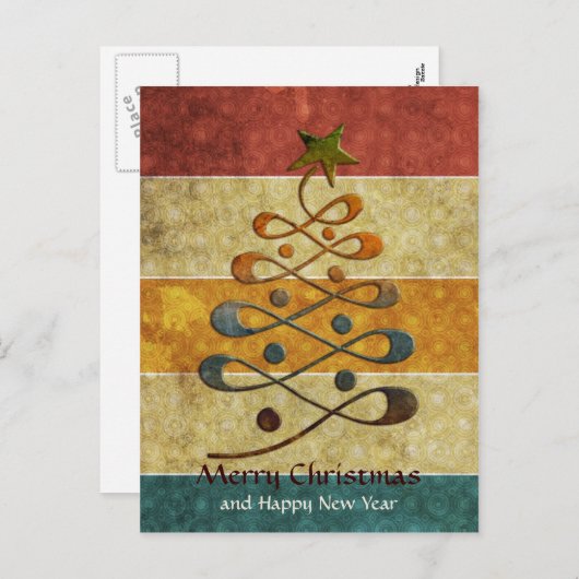 Retro reliëfversiering Gradient Christmas Tree Bri Feestdagenkaart (Voorkant / Achterkant)