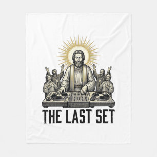 Retro Religieus DJ The Last Set T-shirt ontwerp_1 Fleece Deken