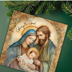 Retro Religieuze Roem aan God Christelijke Kerst Feestdagenkaart