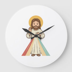 Retro Religieuze Zegen Vector T-shirt Ontwerp_1 Grote Klok