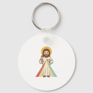 Retro Religieuze Zegen Vector T-shirt Ontwerp_1 Sleutelhanger