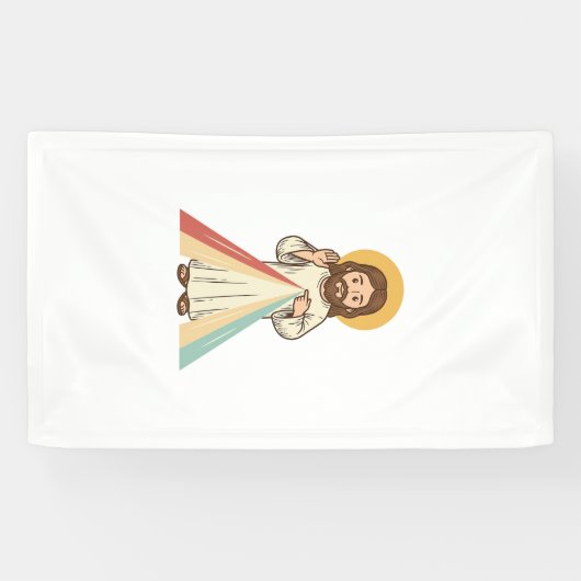 Retro Religieuze Zegen Vector T-shirt Ontwerp_1 Spandoek (Horizontaal)