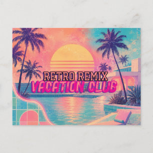Retro Remix Neon Pastel Vintage Tropische Zonson Briefkaart