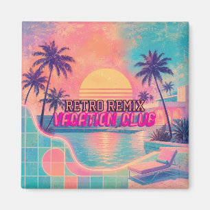 Retro Remix Neon Pastel Vintage Tropische Zonson Magneet