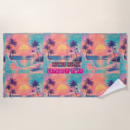 Retro Remix Neon Pastel | Vintage Tropische Zonson Strandlaken