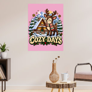 Retro Rendier Gezellige Dagen Poster
